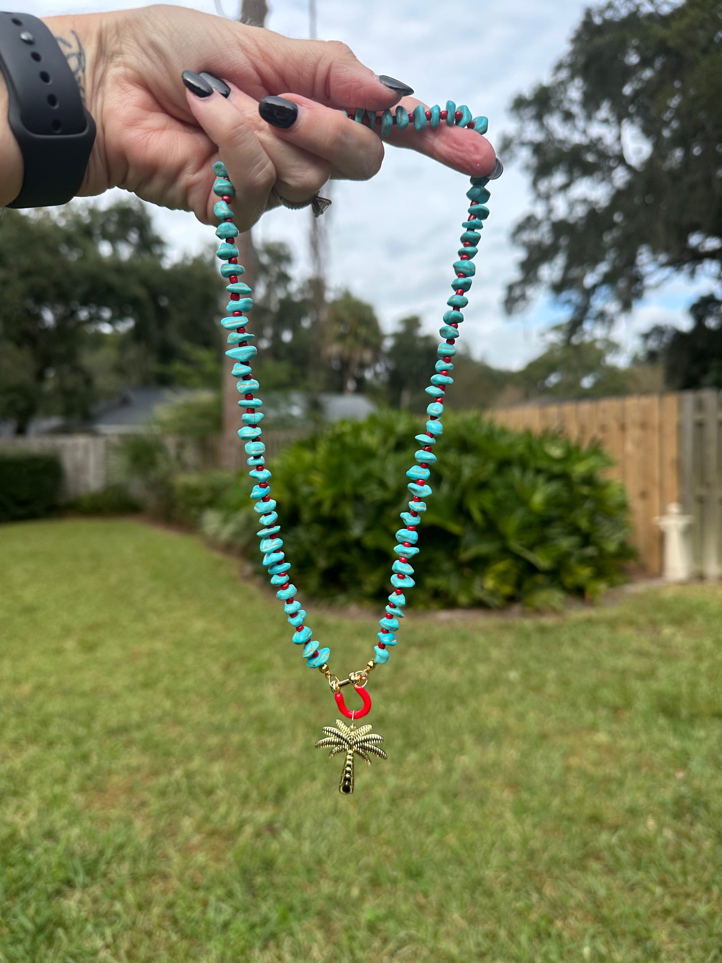Christmas Palm Beaded Necklace