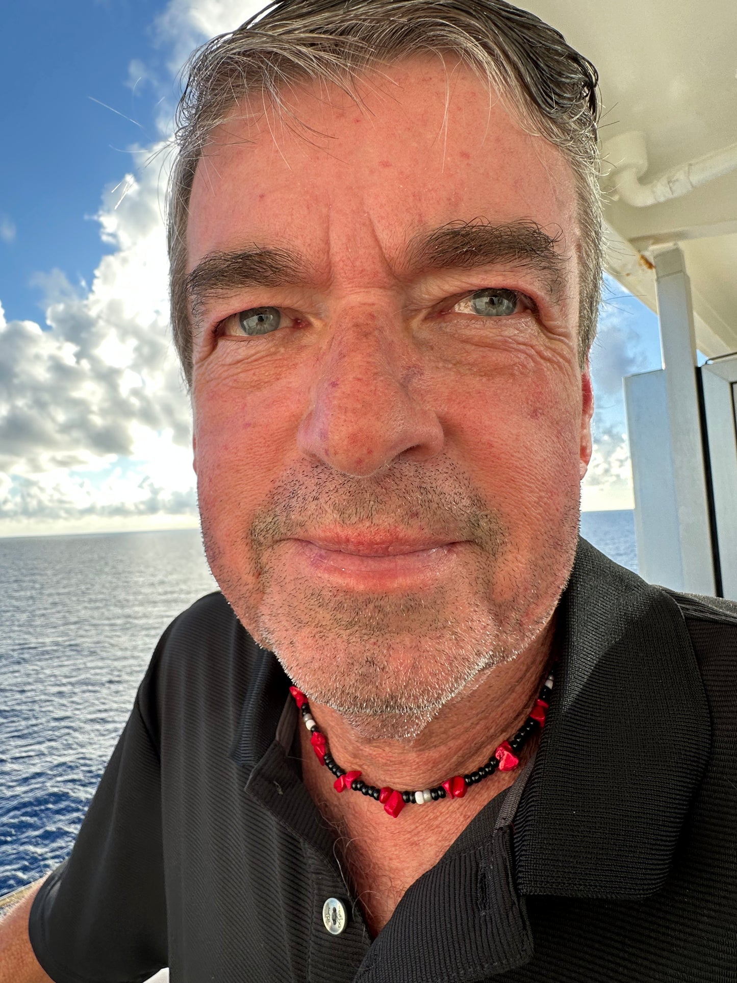 Between The Hedges Beaded Necklace with Red Stones