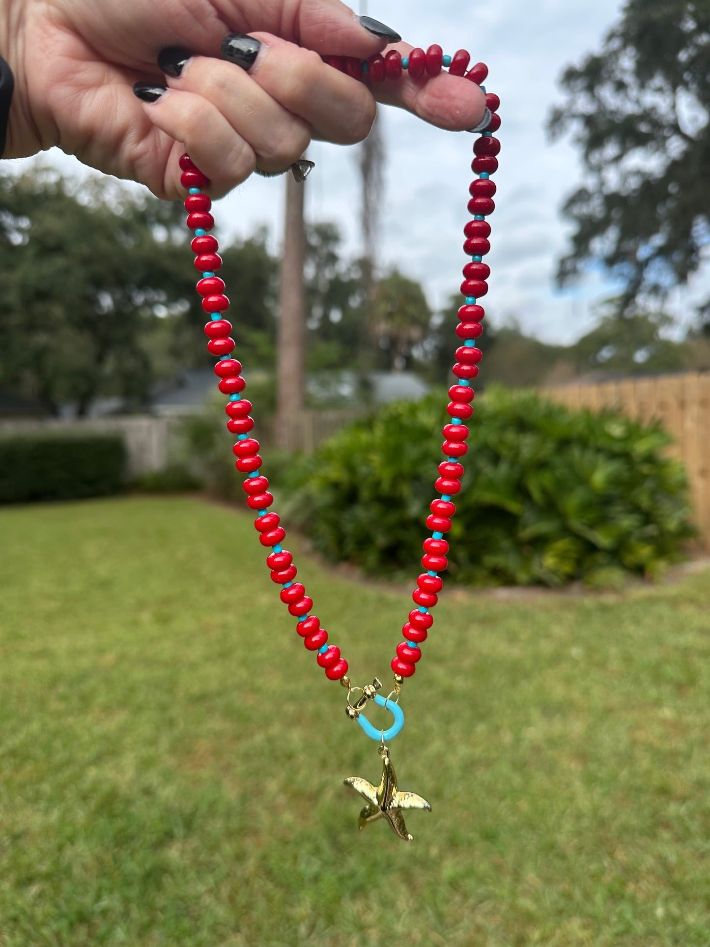 North Star-Fish Beaded Necklace