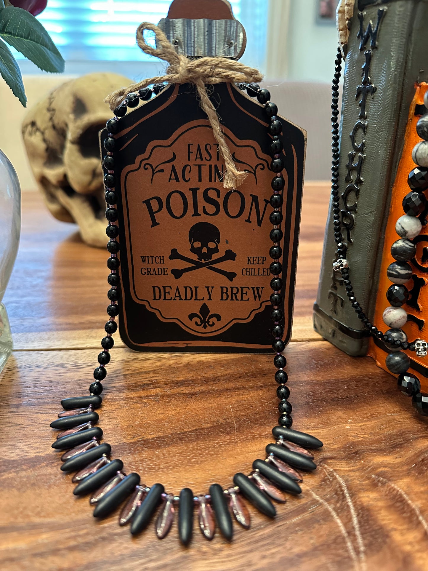 Amethyst Twilight Beaded Dagger Necklace