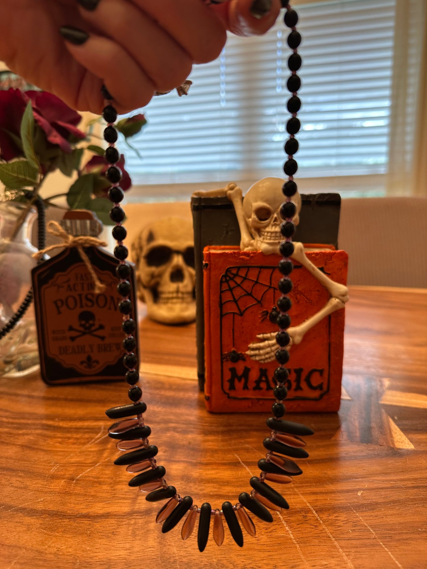 Amethyst Twilight Beaded Dagger Necklace