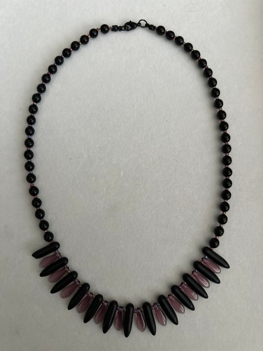 Amethyst Twilight Beaded Dagger Necklace