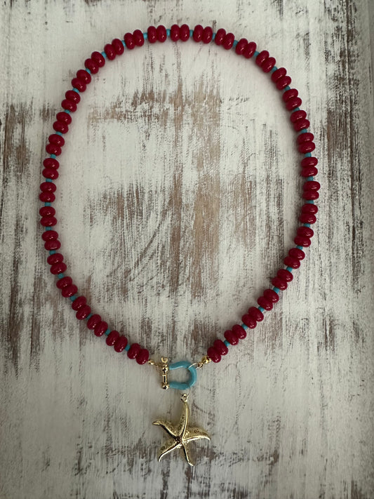 North Star-Fish Beaded Necklace