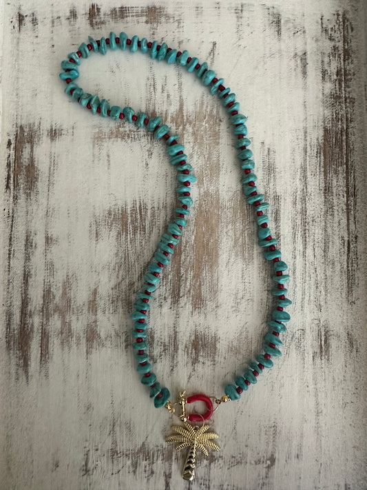 Christmas Palm Beaded Necklace