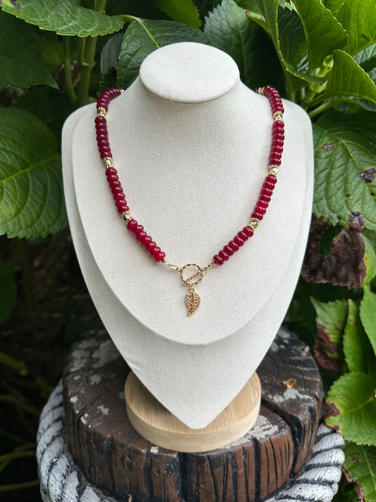 Crimson Leaf Beaded Necklace