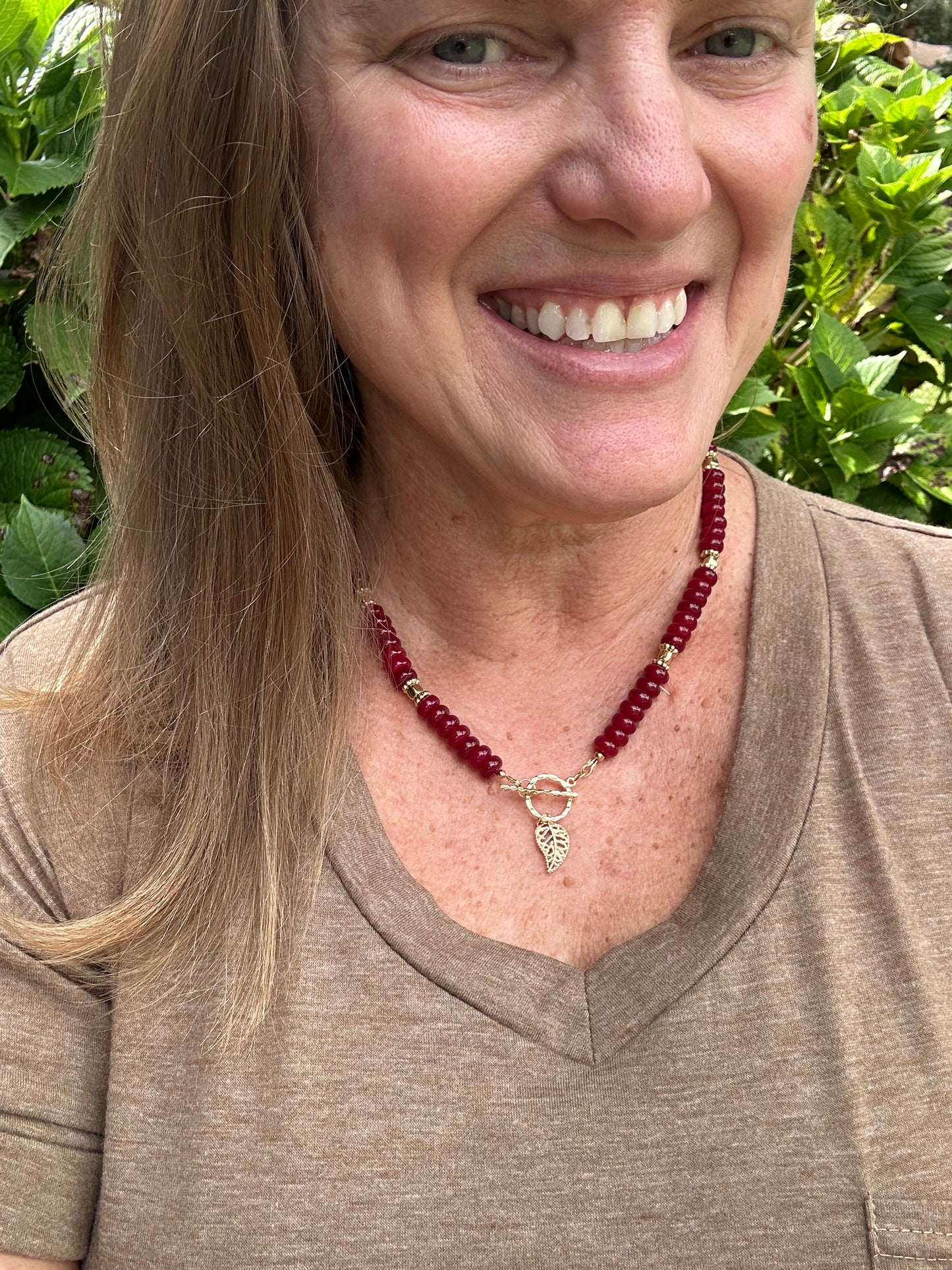 Crimson Leaf Beaded Necklace
